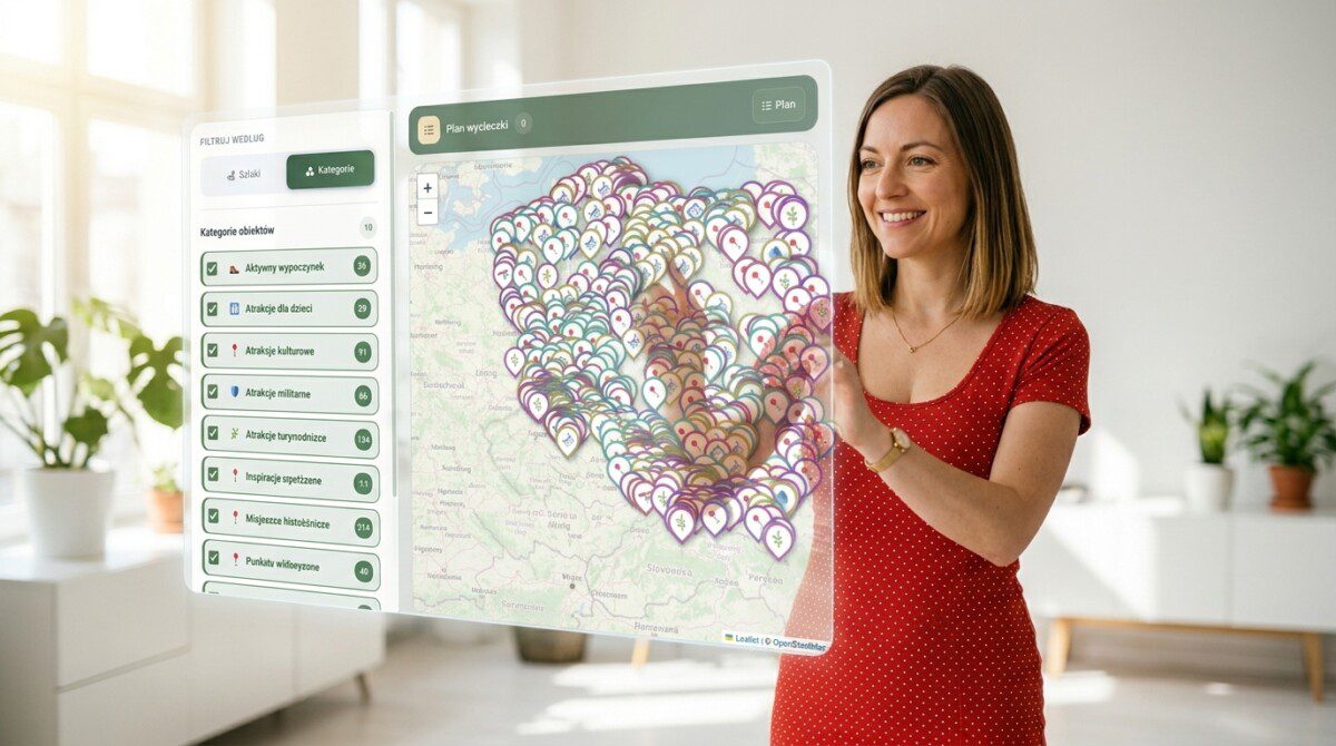 Pola prezentująca interaktywny planer podróży po Polsce